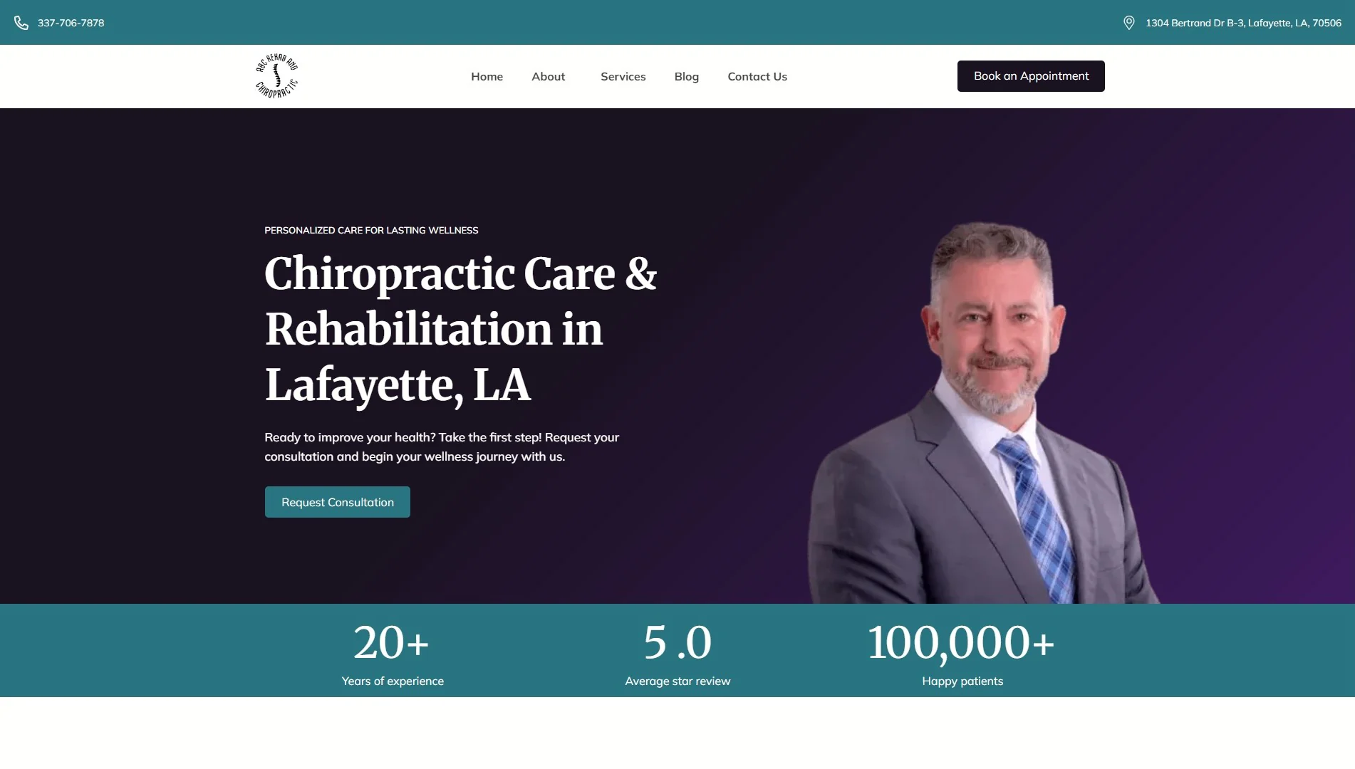 Chiropractor Louisiana - ABC Rehab and Chiropractic site designed by Haketi.